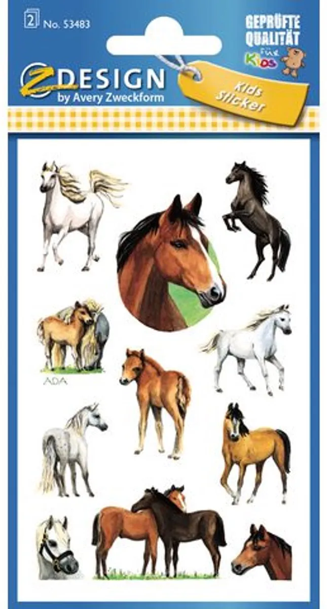Avery Stickervel Paard Junior 22-delig - 7,6x12cm - Bruin