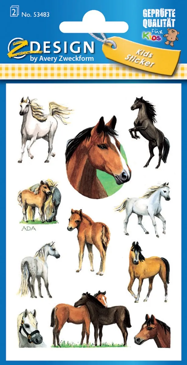 Avery Stickervel Paard Junior 22-delig - 7,6x12cm - Bruin