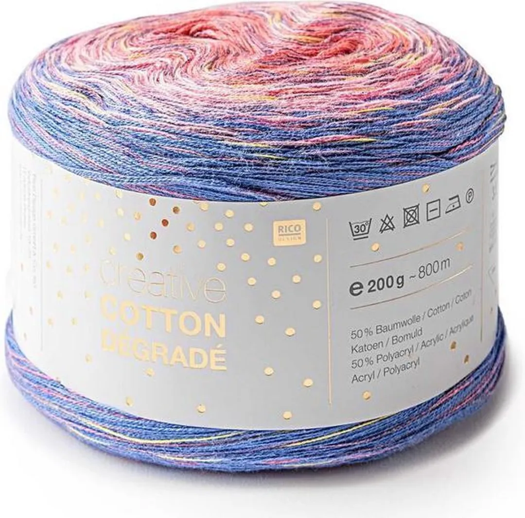 Rico Design Creative Cotton Dégradé Print 002 - 4 Kleuren - Blauw-Rozemix