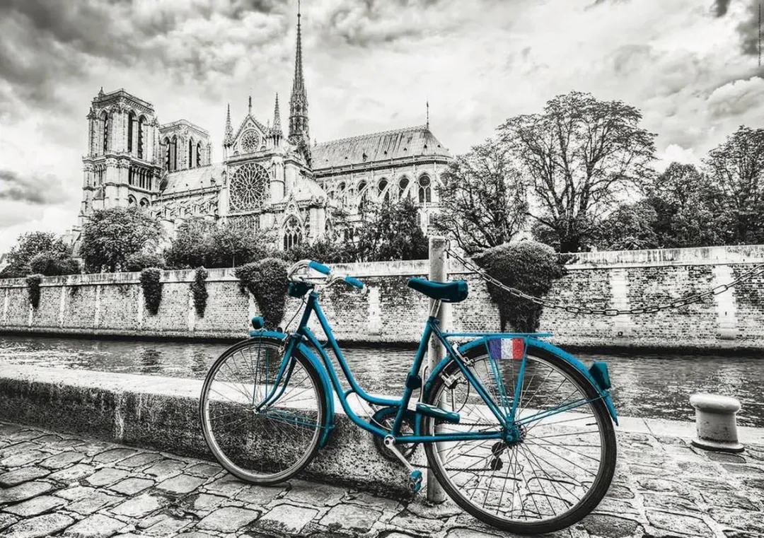 Educa Fiets bij Notre Dame Parijs Legpuzzel 500 Stuks - Blauw/Grijs