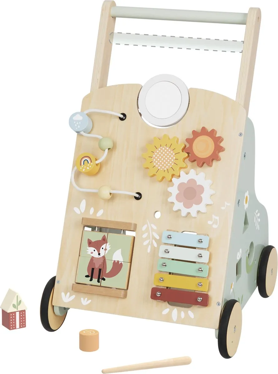 Tooky Toy Baby Loopwagen Hout Pastel Montessori Speelgoed