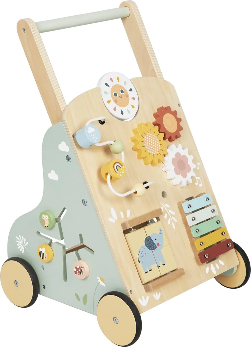 Tooky Toy Baby Loopwagen Hout Pastel Montessori Speelgoed