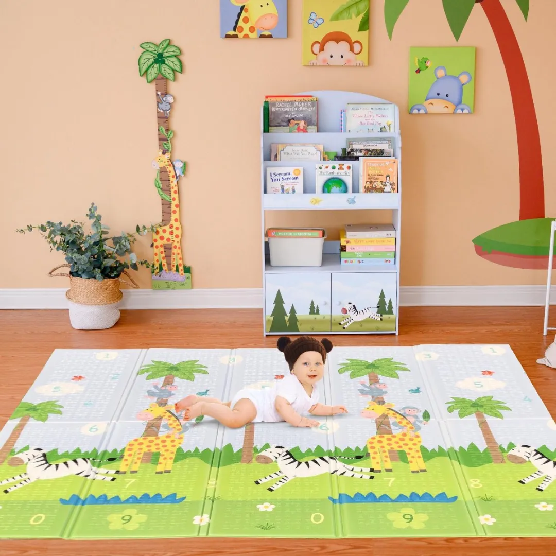Teamson Kids Speelmat Safari - 154x197cm Blauw/Wit