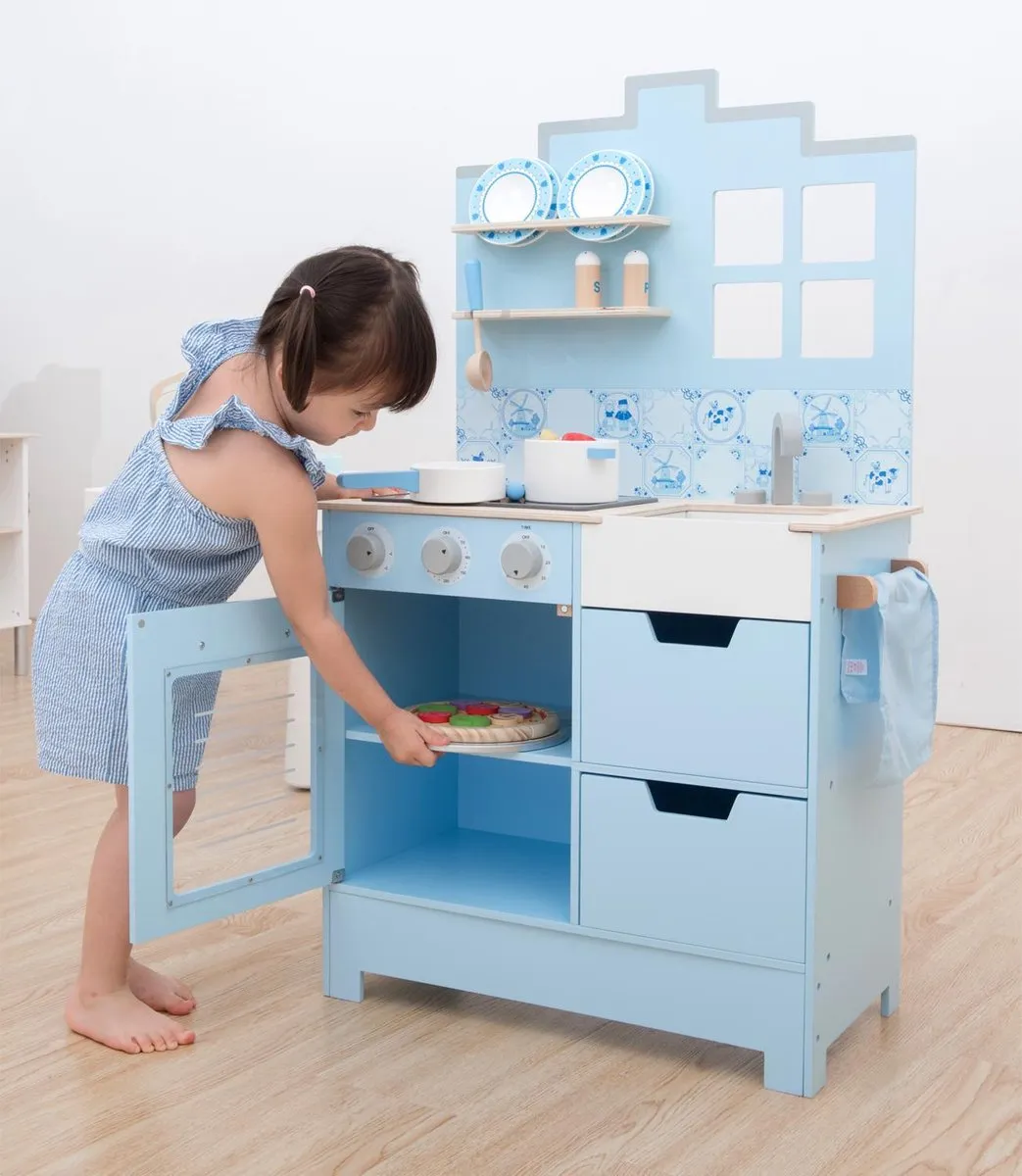 New Classic Toys Houten Speelkeuken Delfts Blauw