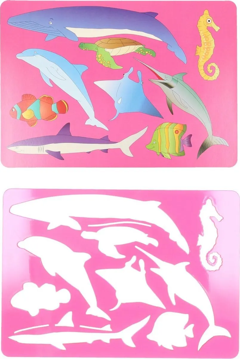 Tekensjabloon Oceaan Dieren, 27x19cm