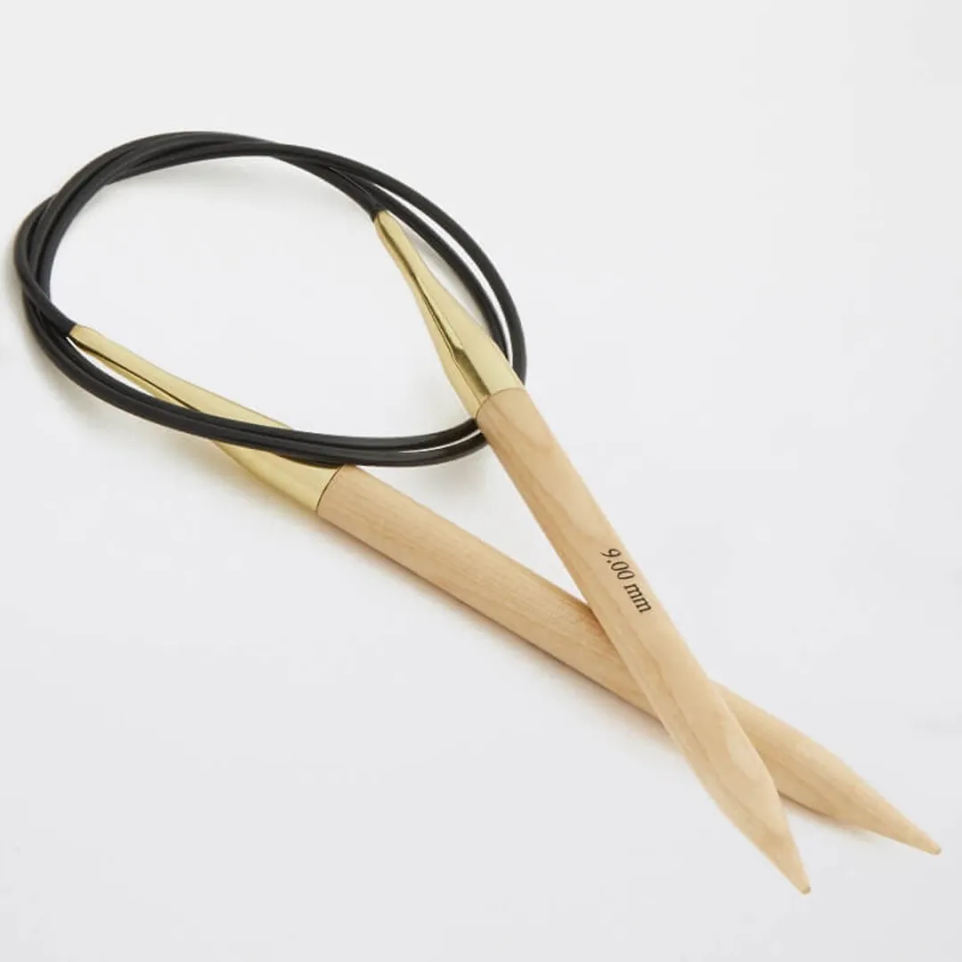 KnitPro Basix Beech Breinaalden 9.0mm - 60cm - Beige/Goud