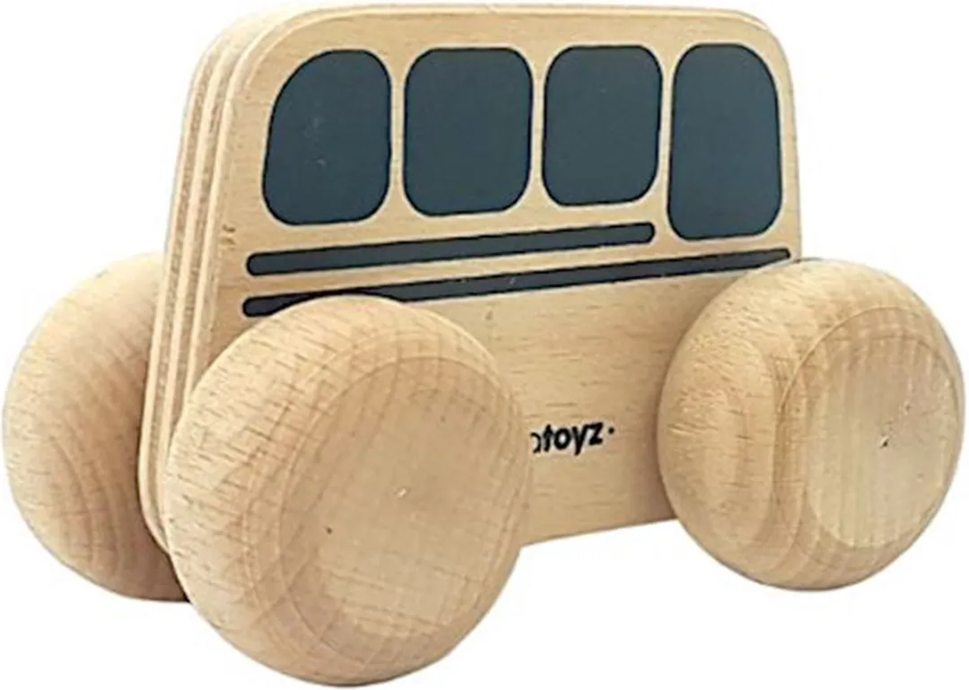 Mamatoyz Bus Junior Houten Speelgoedbus 15x8cm Naturel/Zwart