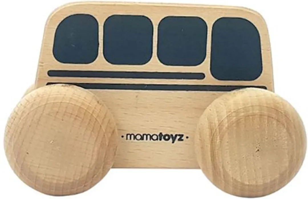 Mamatoyz Bus Junior Houten Speelgoedbus 15x8cm Naturel/Zwart