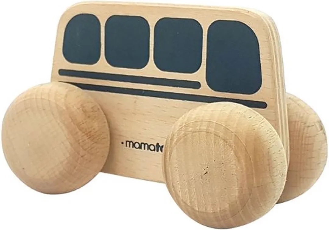 Mamatoyz Bus Junior Houten Speelgoedbus 15x8cm Naturel/Zwart