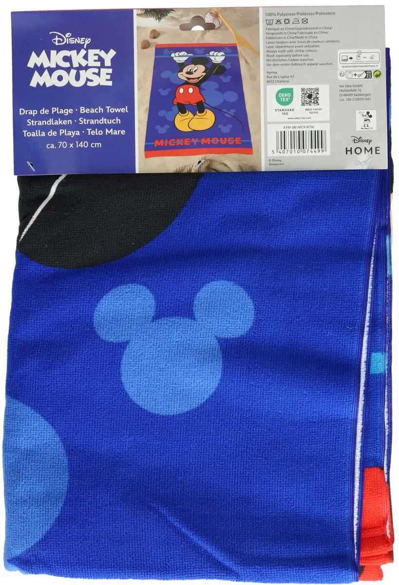 Disney Mickey Mouse Strandlaken 140x70cm - Blauw