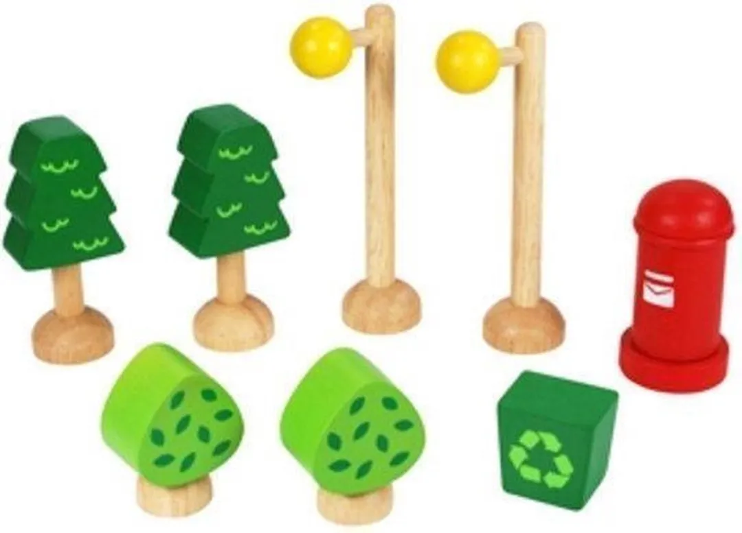I'm Toy Poppenhuis Accessoires Lantaarnpalen Brievenbus Bomen