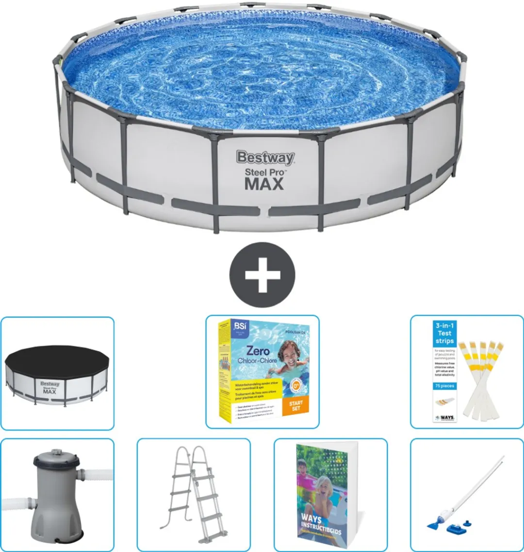 Bestway Steel Pro MAX Zwembad 457x107cm - Grijs
