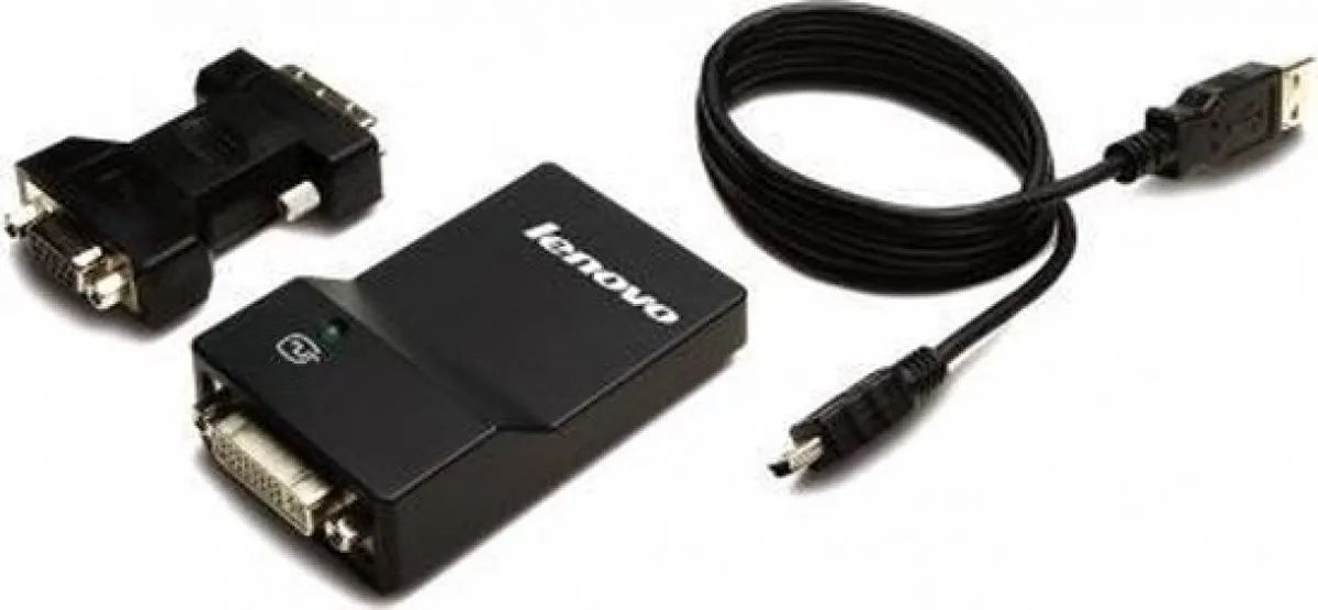 Lenovo USB 3.0 naar DVI/VGA Monitoradapter - Zwart