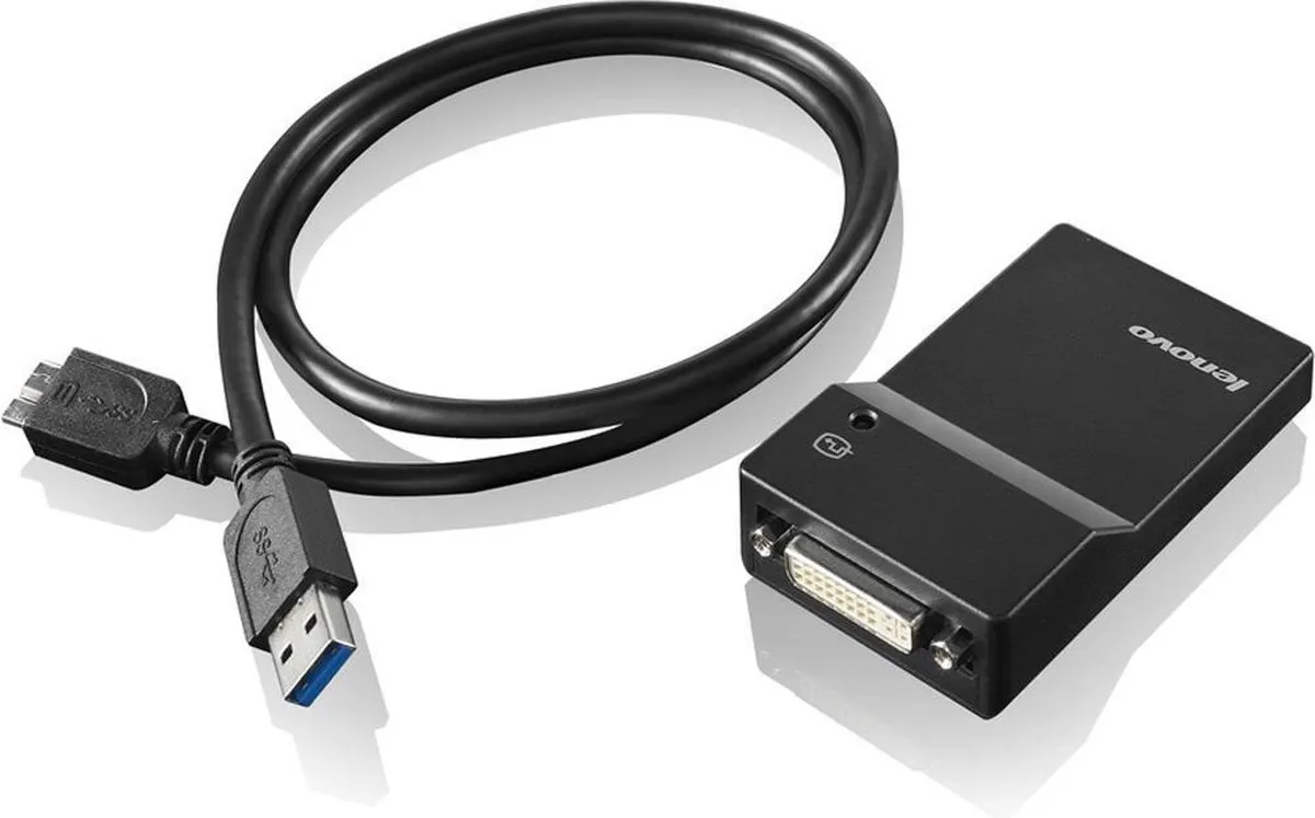 Lenovo USB 3.0 naar DVI/VGA Monitoradapter - Zwart