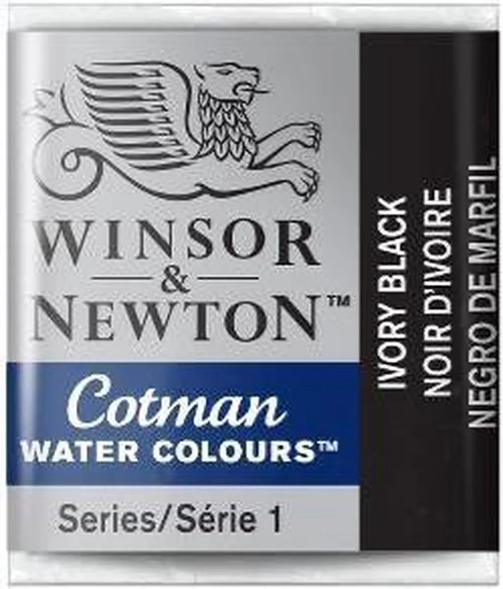 Winsor & Newton Cotman Aquarelverf Half Napje Ivory Black - Zwart/Wit/Ecru