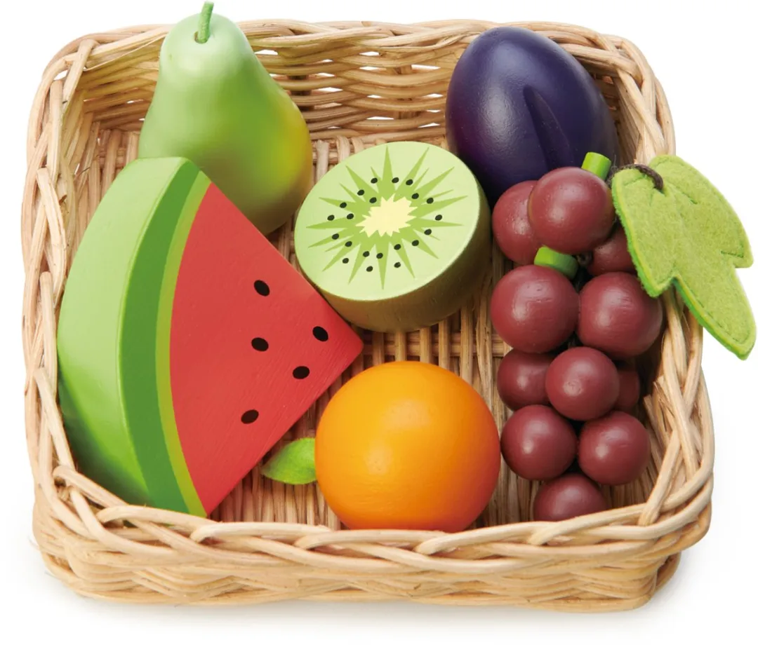 Tender Leaf Toys Gevlochten Mand met Fruit - 7 Stuks