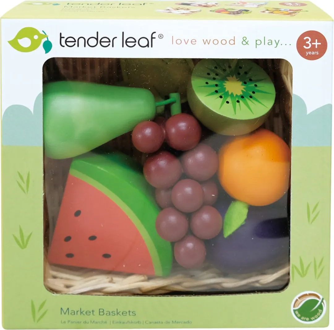 Tender Leaf Toys Gevlochten Mand met Fruit - 7 Stuks
