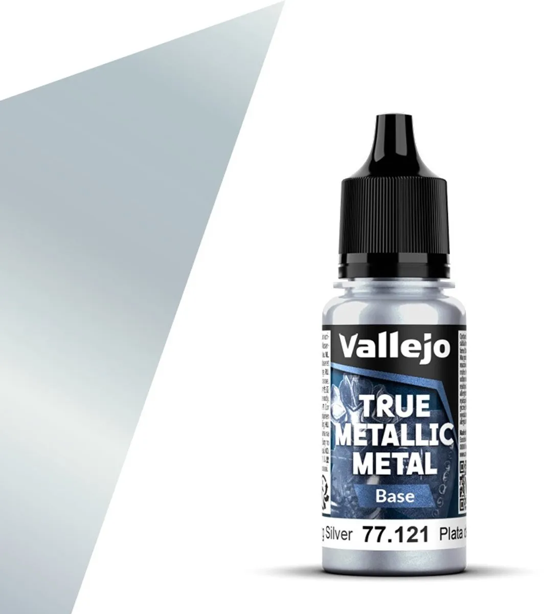Vallejo Hobbyverf Acryl True Metallic Base Sterling Zilver 18ml