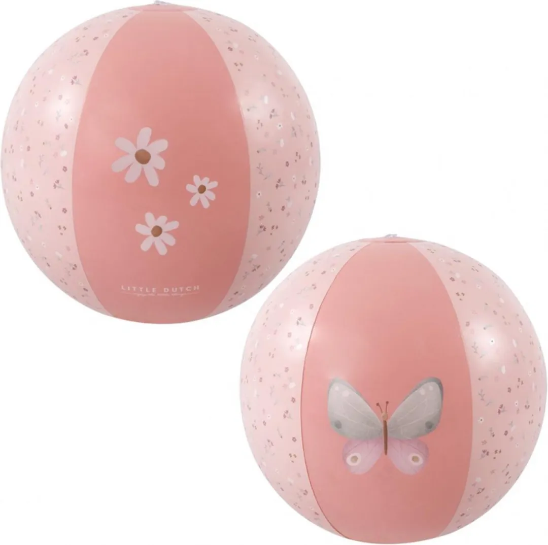 Rubo Toys Little Dutch Strandbal Flowers & Butterflies 50cm - Roze