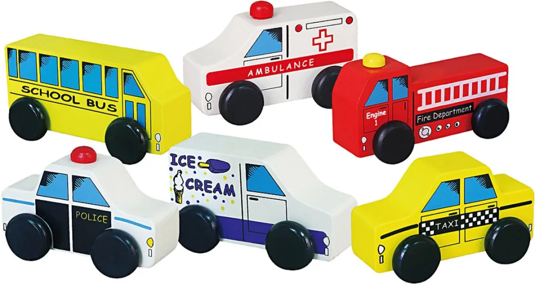 Viga Toys Houten Stadsvoertuigen Multicolor - 6-delig