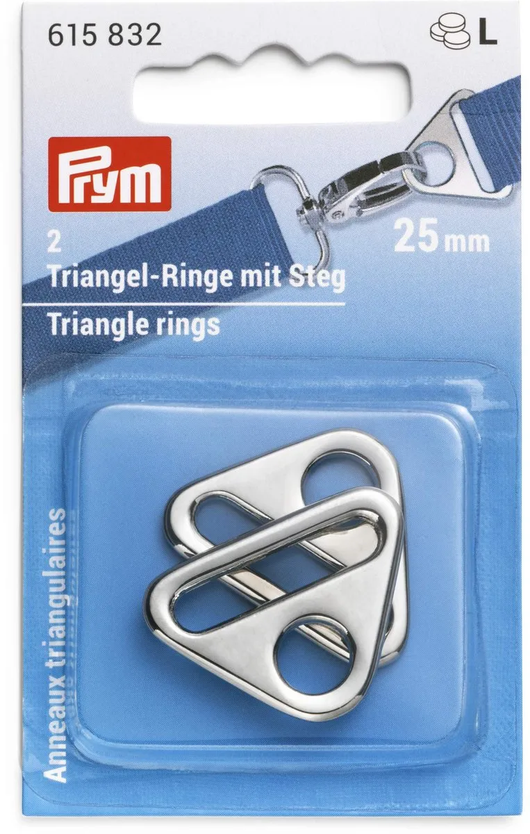 Prym Driehoek-ring met gleuf 25mm - Zilverkleurig - 2 Stuks