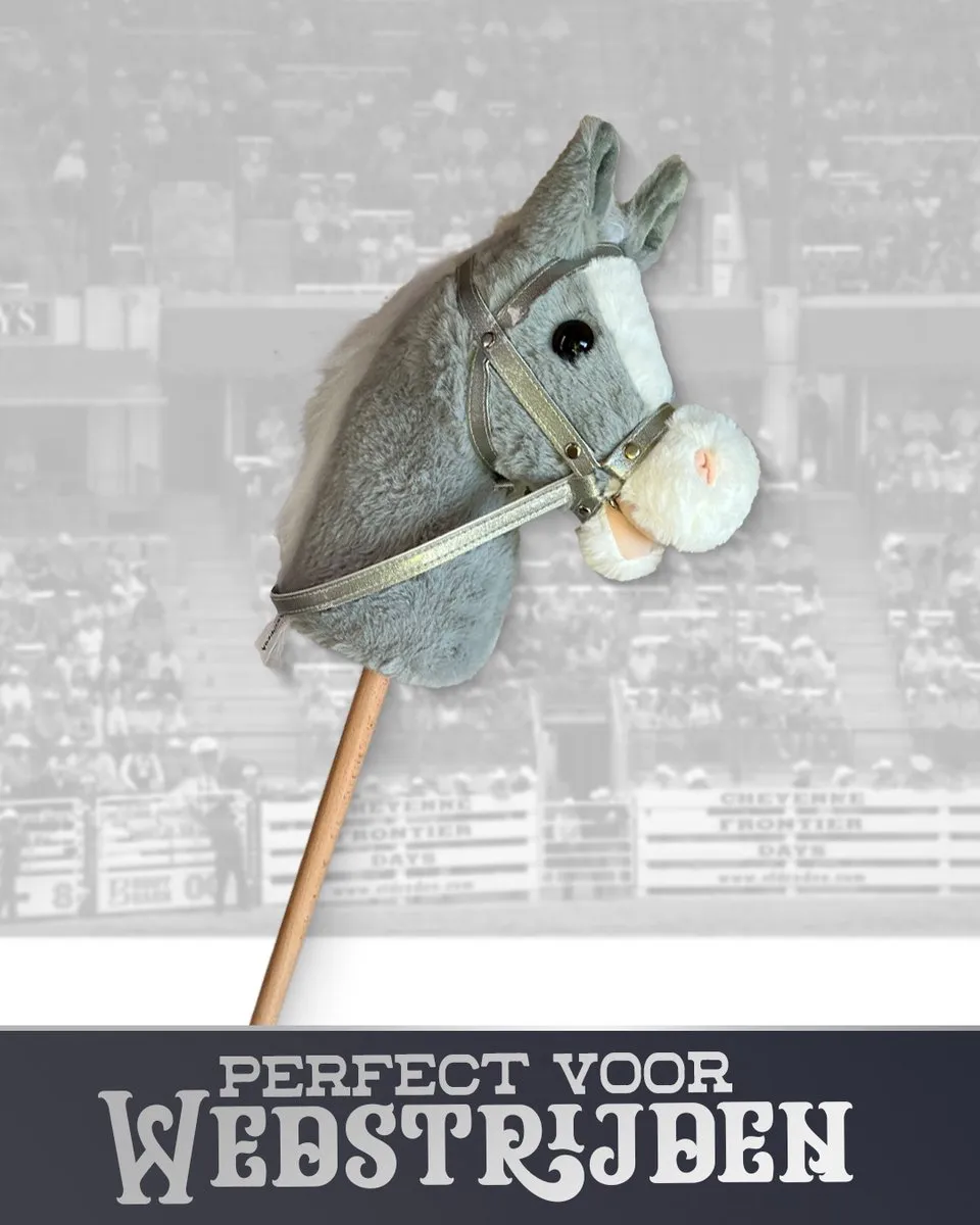 Venditoy® Hobbyhorse Stok Paard - Grijze Stokpaardje - Houten Speelgoed Peuter - Buitenspeelgoed - Hobby Horse Spullen - schoencadeautjes sinterklaas- silver