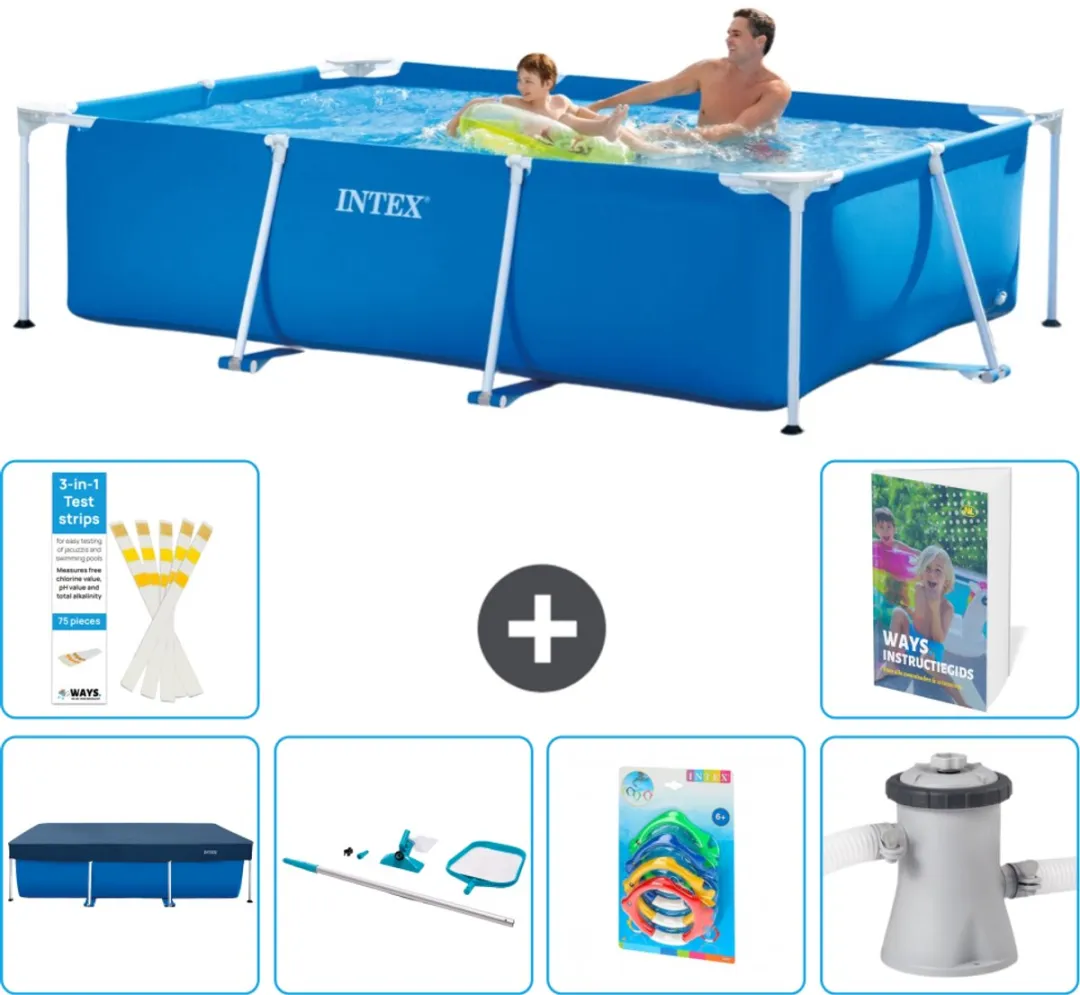 Intex 28271NP-Blauw Rechthoekig Frame Zwembad 260x160cm - Blauw - afbeelding 2 van 6
