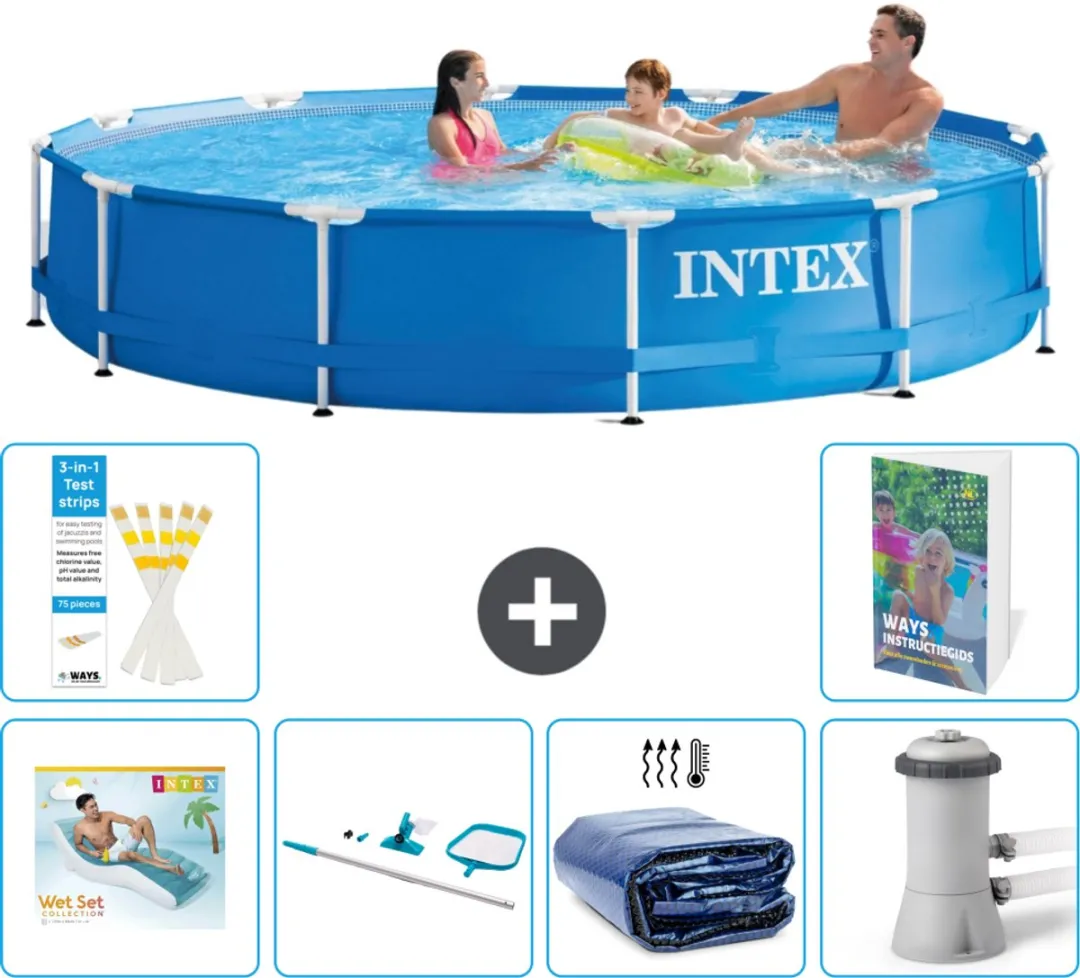 Intex 28210NP-Blauw Rond Frame Zwembad 366x76cm