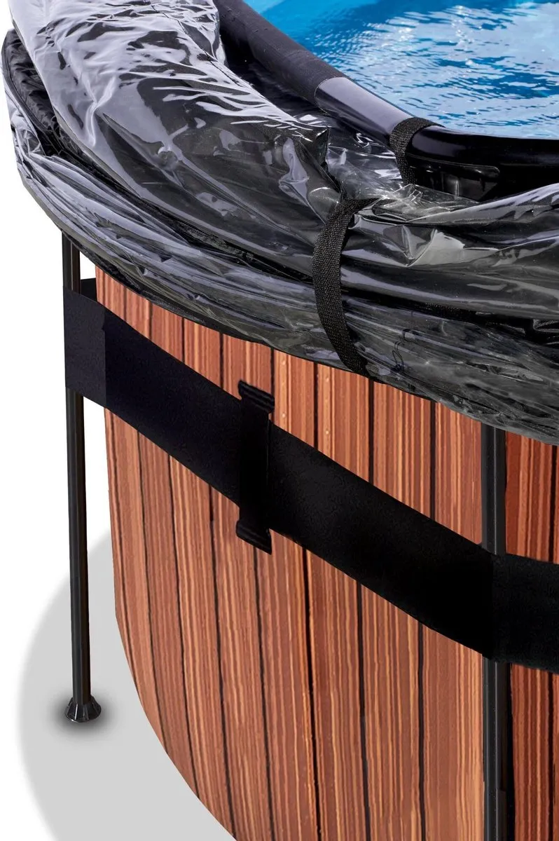 EXIT Wood Zwembad 447cm Bruin - met Zandfilterpomp & Overkapping