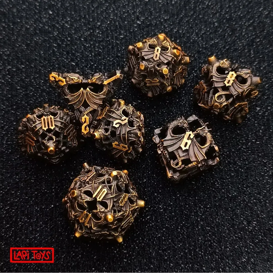 Lapi Toys Hollow Dice Polydice - 7-delig - Goud