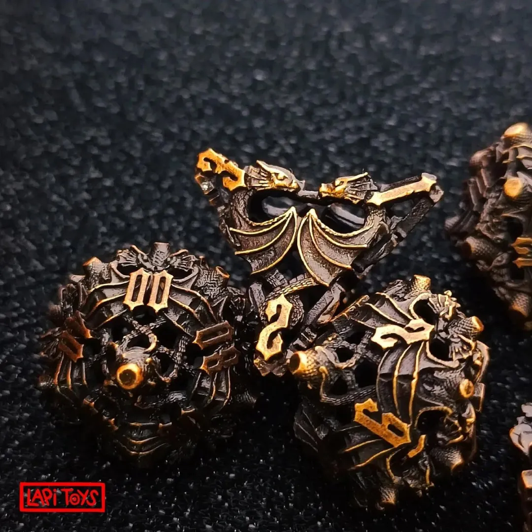 Lapi Toys Hollow Dice Polydice - 7-delig - Goud