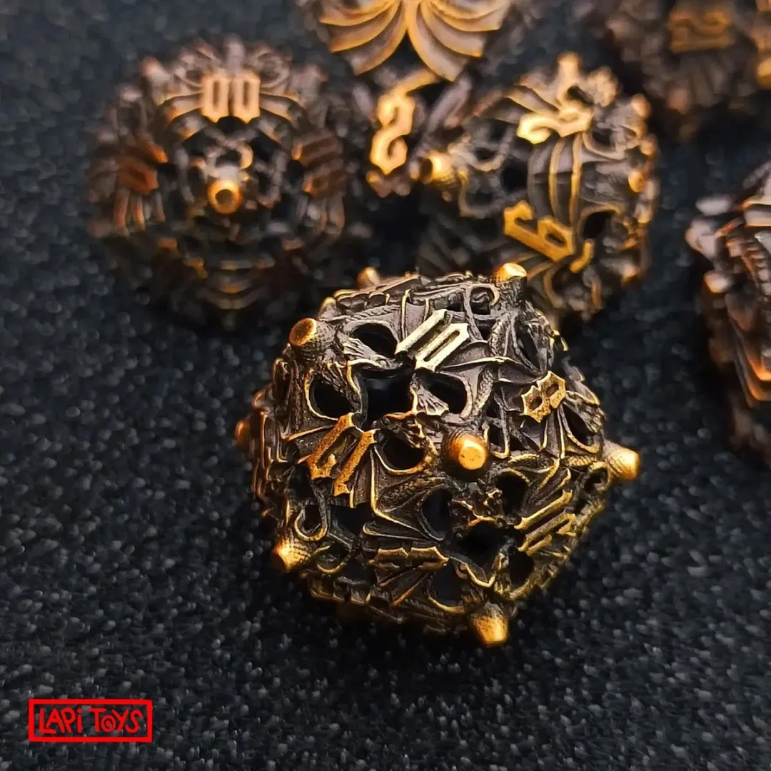 Lapi Toys Hollow Dice Polydice - 7-delig - Goud