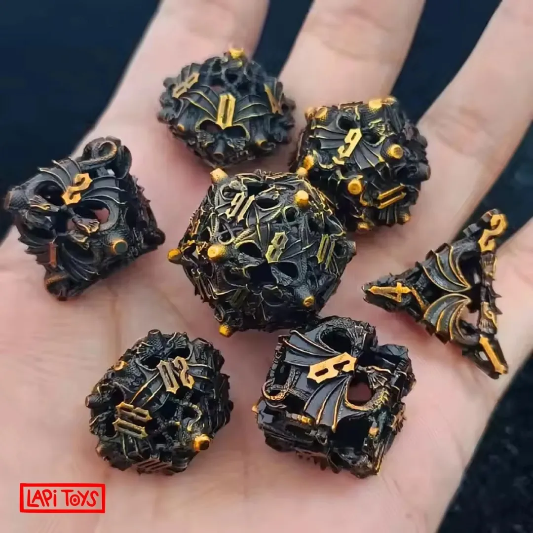 Lapi Toys Hollow Dice Polydice - 7-delig - Goud
