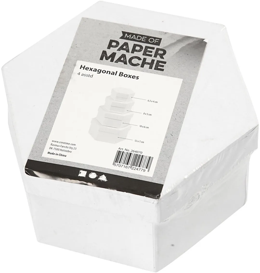 Creativ Company Kartonnen Hexagonale Dozen - Wit - 4 Stuks