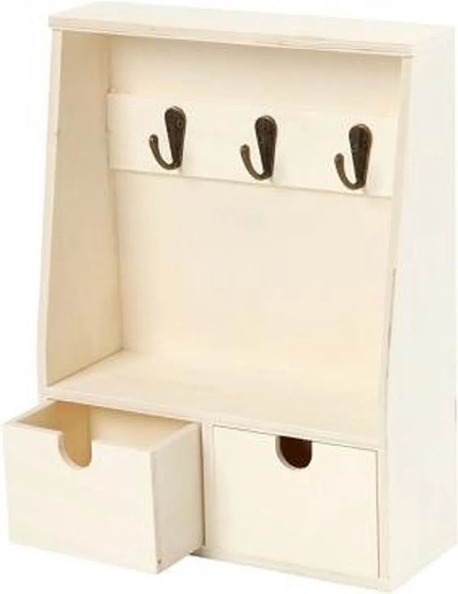 Creativ Company Houten Sleutelkast 28,5x8x22cm - Blank