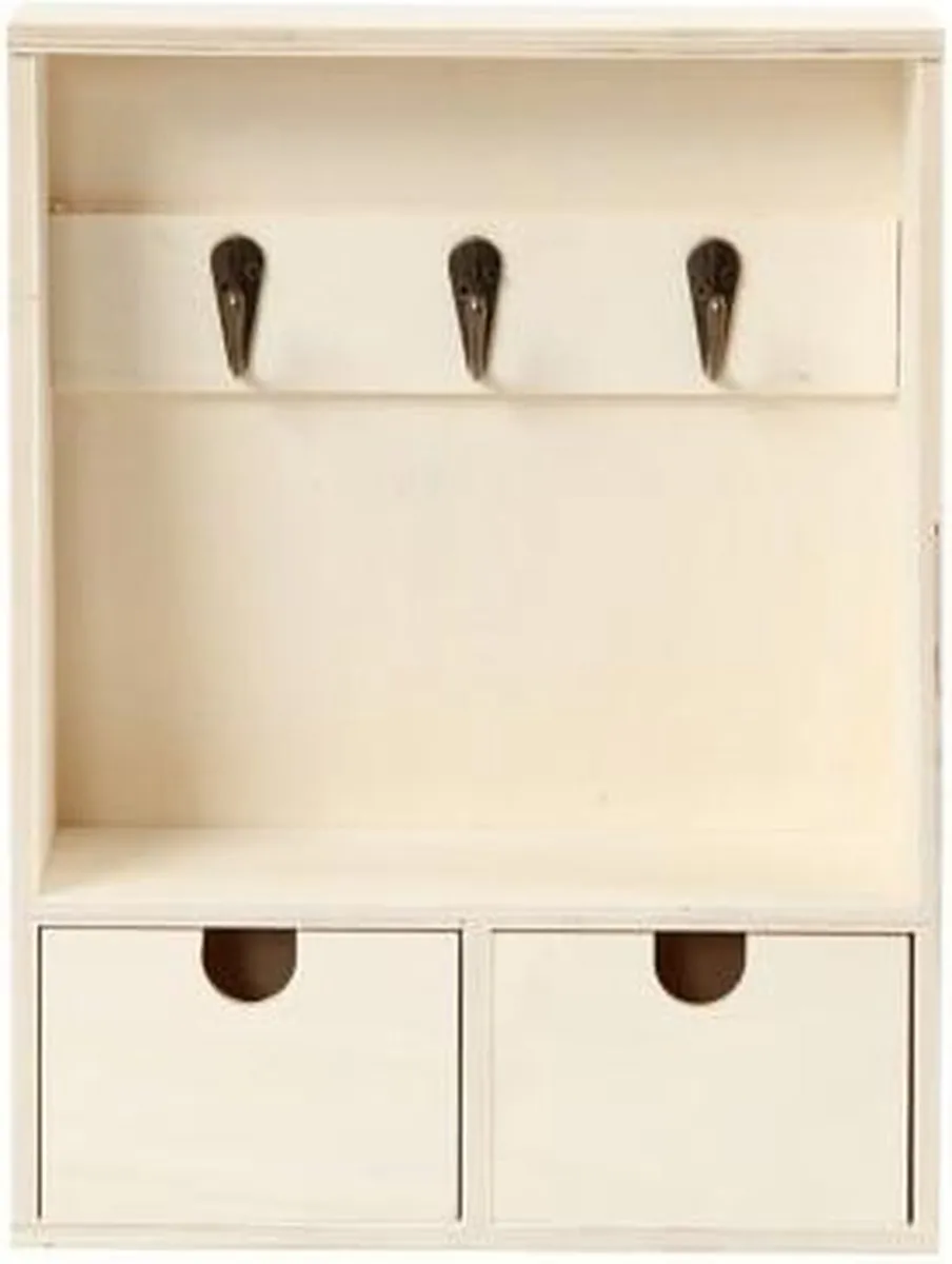 Creativ Company Houten Sleutelkast 28,5x8x22cm - Blank