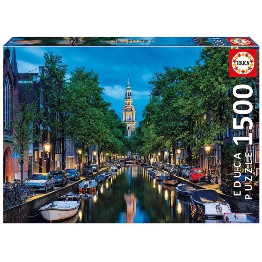 Amsterdamse gracht bij valavond - puzzel 1500 stukjes