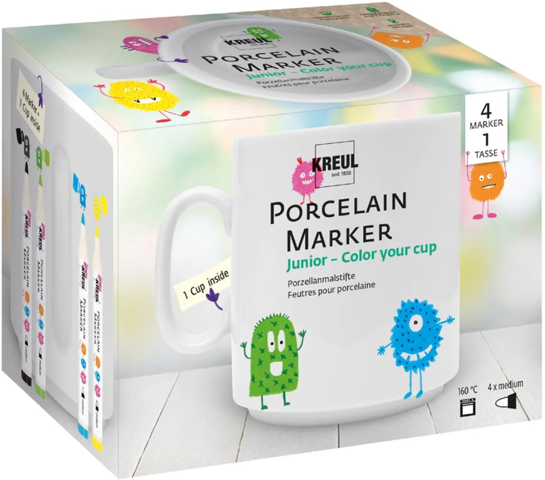 Kreul Porseleinstift Junior Set - 5 Stuks - 4 Kleuren