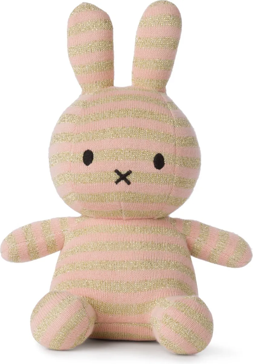 Nijntje Zittend Organic Cotton Sparkle Stripe Roze - 23cm - 9''