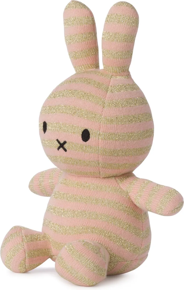 Nijntje Zittend Organic Cotton Sparkle Stripe Roze - 23cm - 9''