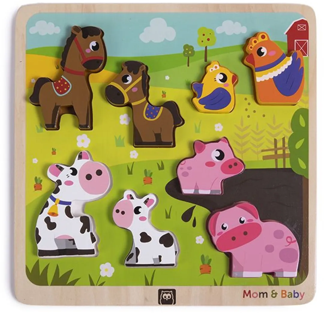 Eurekakids Vormenpuzzel Mom & Baby 8 Stuks - 30x30cm - Multi
