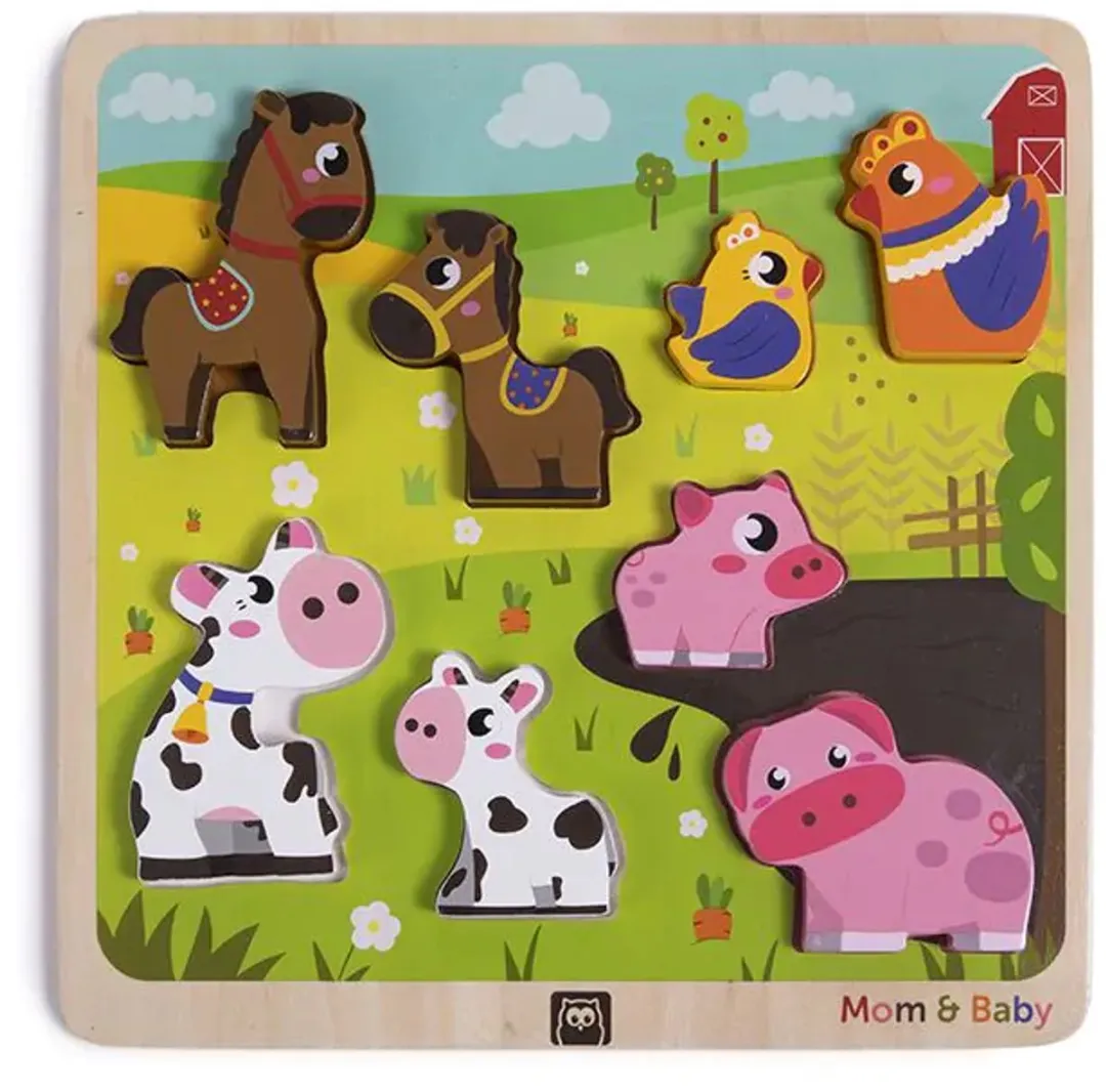 Eurekakids Vormenpuzzel Mom & Baby 8 Stuks - 30x30cm - Multi