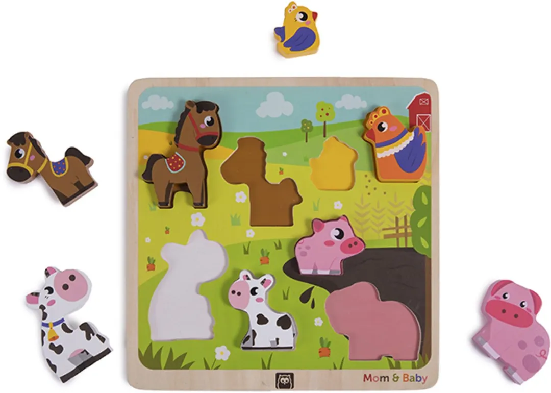 Eurekakids Vormenpuzzel Mom & Baby 8 Stuks - 30x30cm - Multi