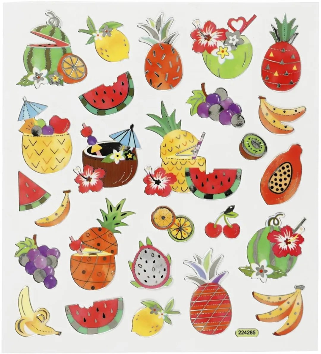Creativ Company Stickers Exotisch Fruit - Tropisch Fruit - 1 Vel - 15x16,5cm