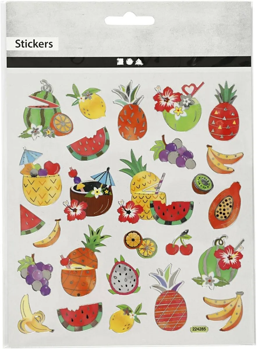 Creativ Company Stickers Exotisch Fruit - Tropisch Fruit - 1 Vel - 15x16,5cm