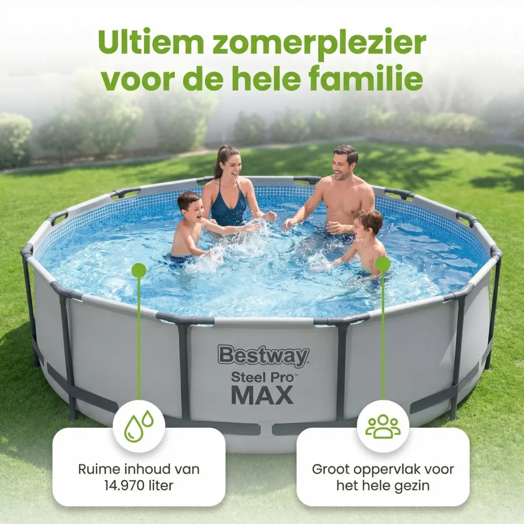 Bestway Steel Pro MAX Zwembad 457x107cm - Grijs - 16.015L