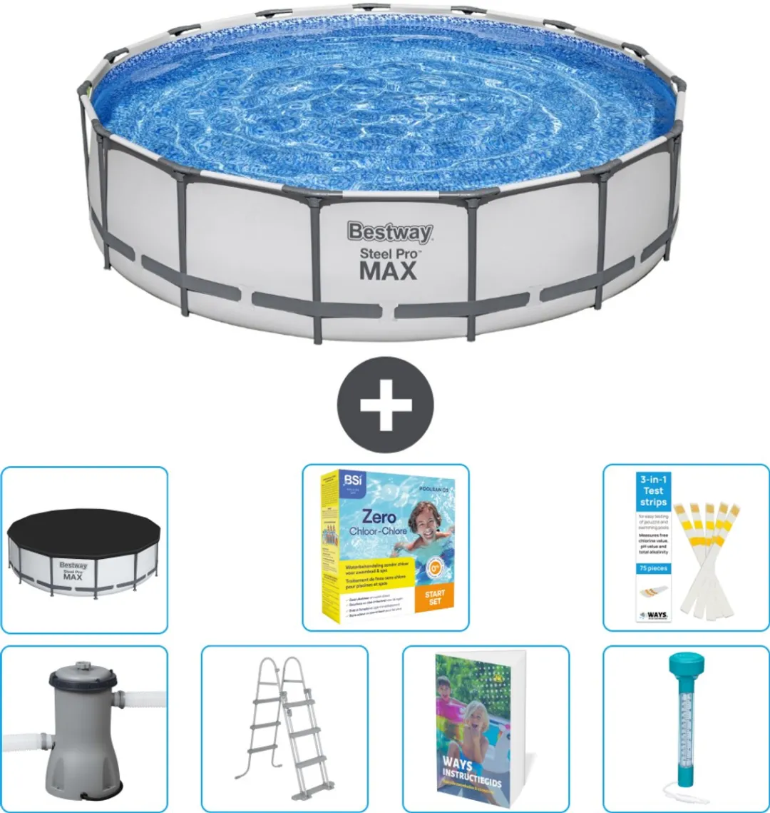 Bestway Steel Pro MAX Zwembad 457x107cm - Grijs - 16.015L