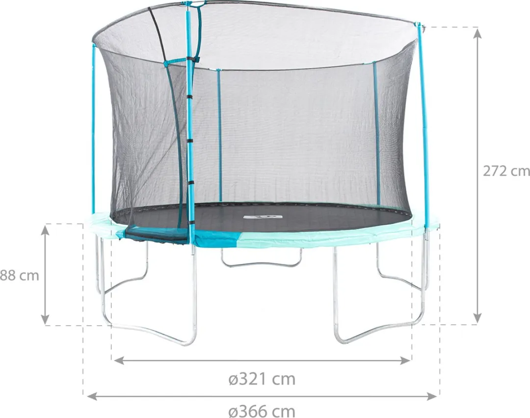 TP Toys Trampoline 366cm - Veiligheidsnet - Zwart/Blauw