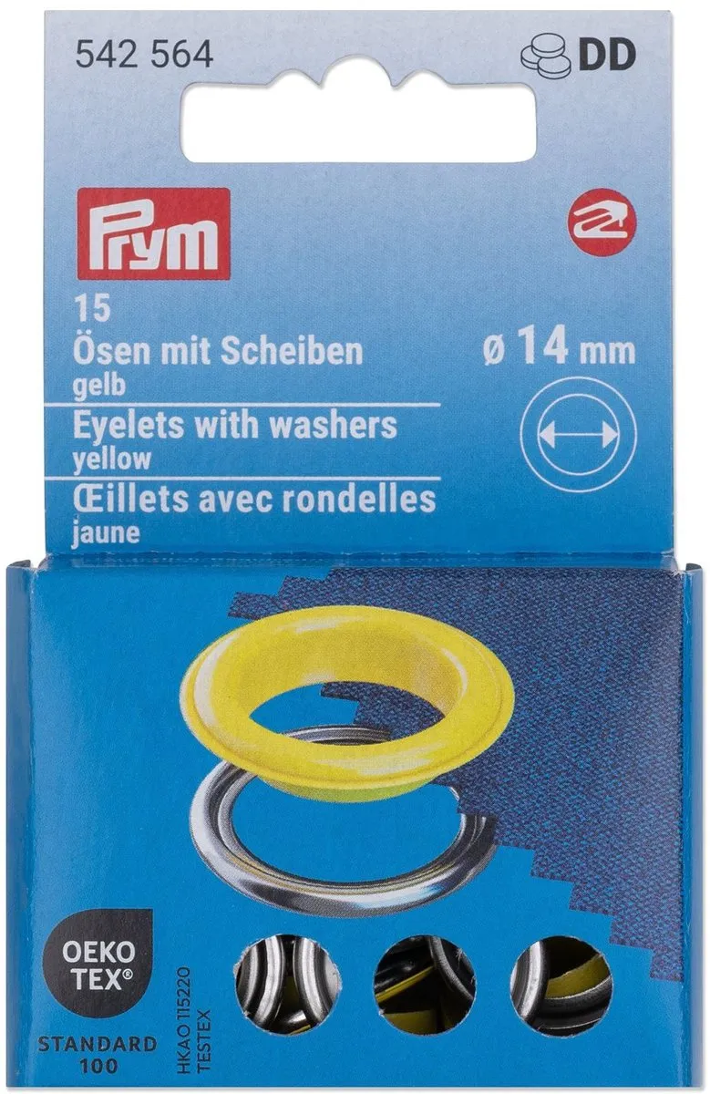 Prym Ringen met schijven 14mm - 15 Stuks - Geel - afbeelding 4 van 4