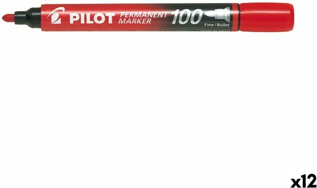 Pilot SCA-100 Permanente Markeerstift - Rood 1mm - 12 Stuks